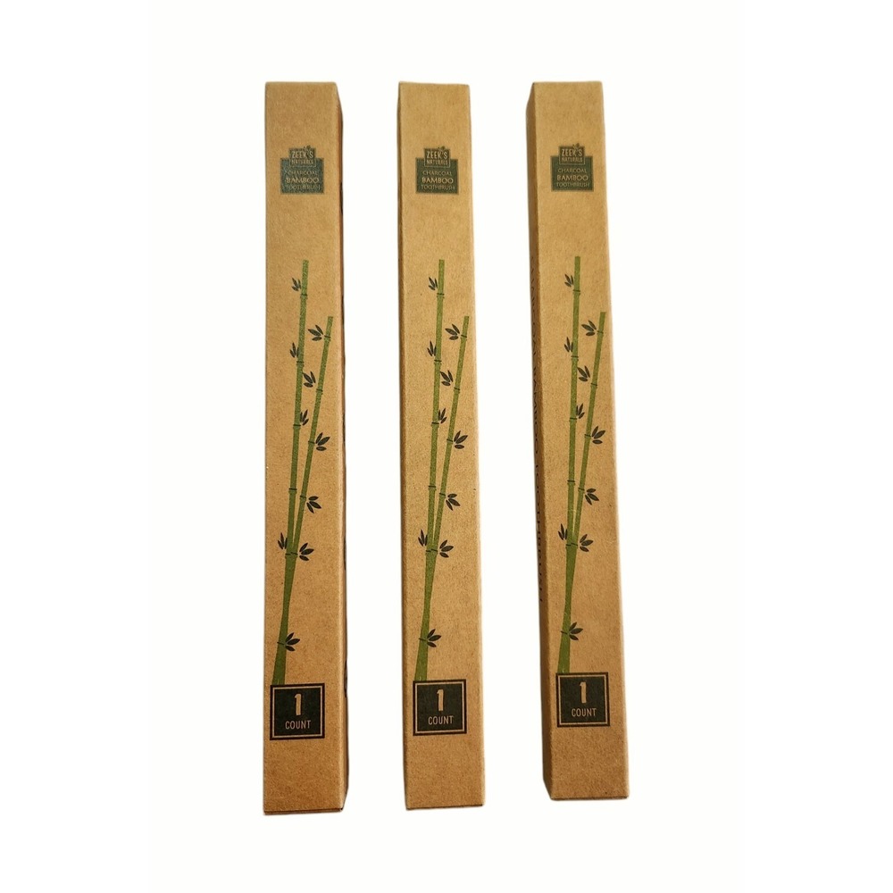 Zeek's Bamboo Charcoal Infused Toothbrush ~ Lot of 3 Natural Toothbrushes